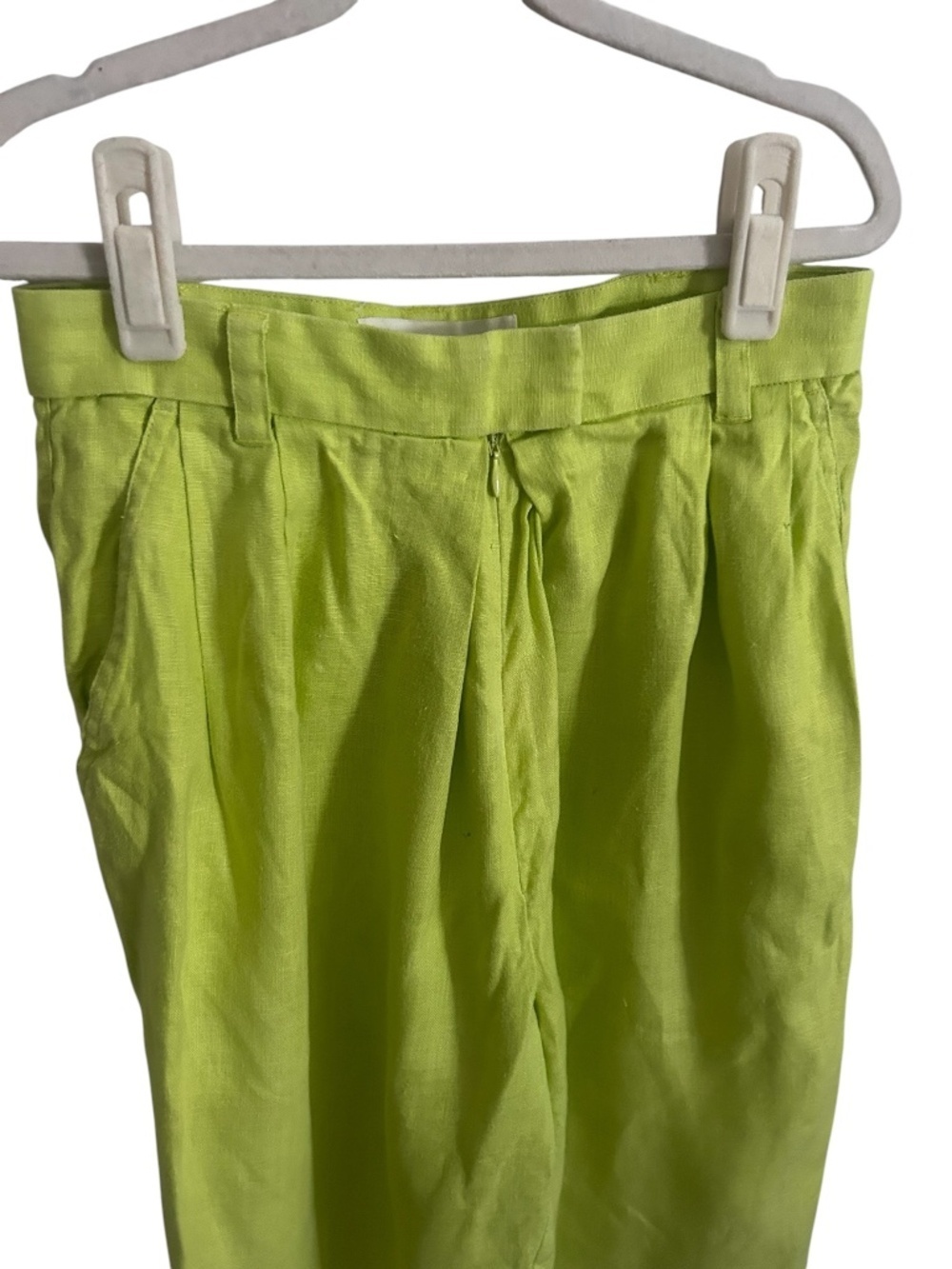 Mara Hoffman Wide Leg Trouser Pants 100% Hemp Size 2 Neon Green High Waisted - Picture 8 of 14